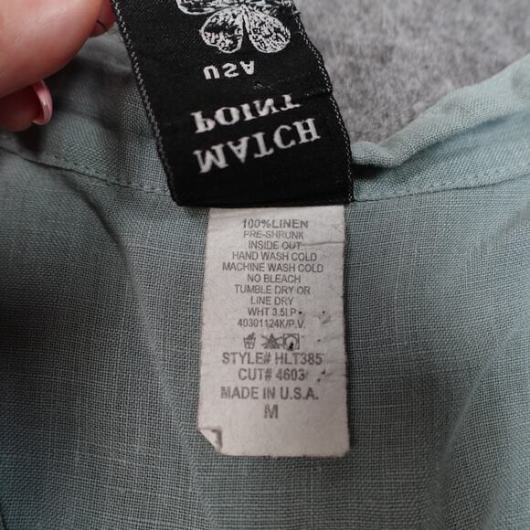 Match Point Top Womens Medium Linen USA Made Tunic Beachy Button Lagenlook - Picture 3 of 9